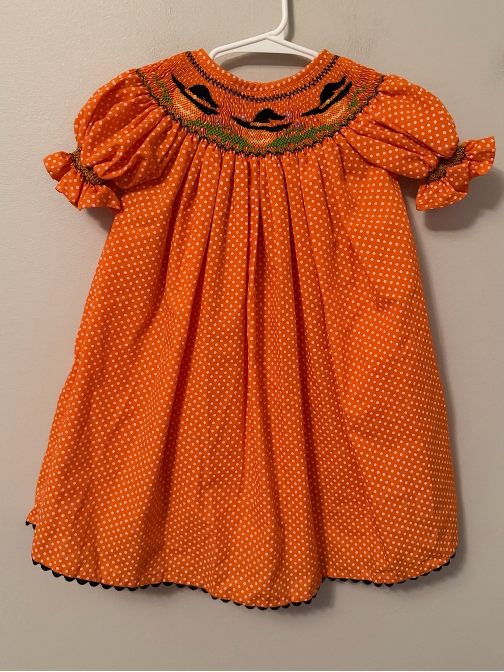Tanja Orange Polka Dot Smocked Pumpkin Dress